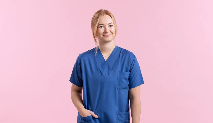 Kuvassa fysioterapeutti Maailman parhaat -kampanjassa